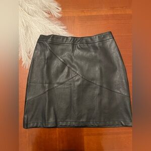 Faux Leather Bodycon Slim High Waisted Pencil Skirt Black